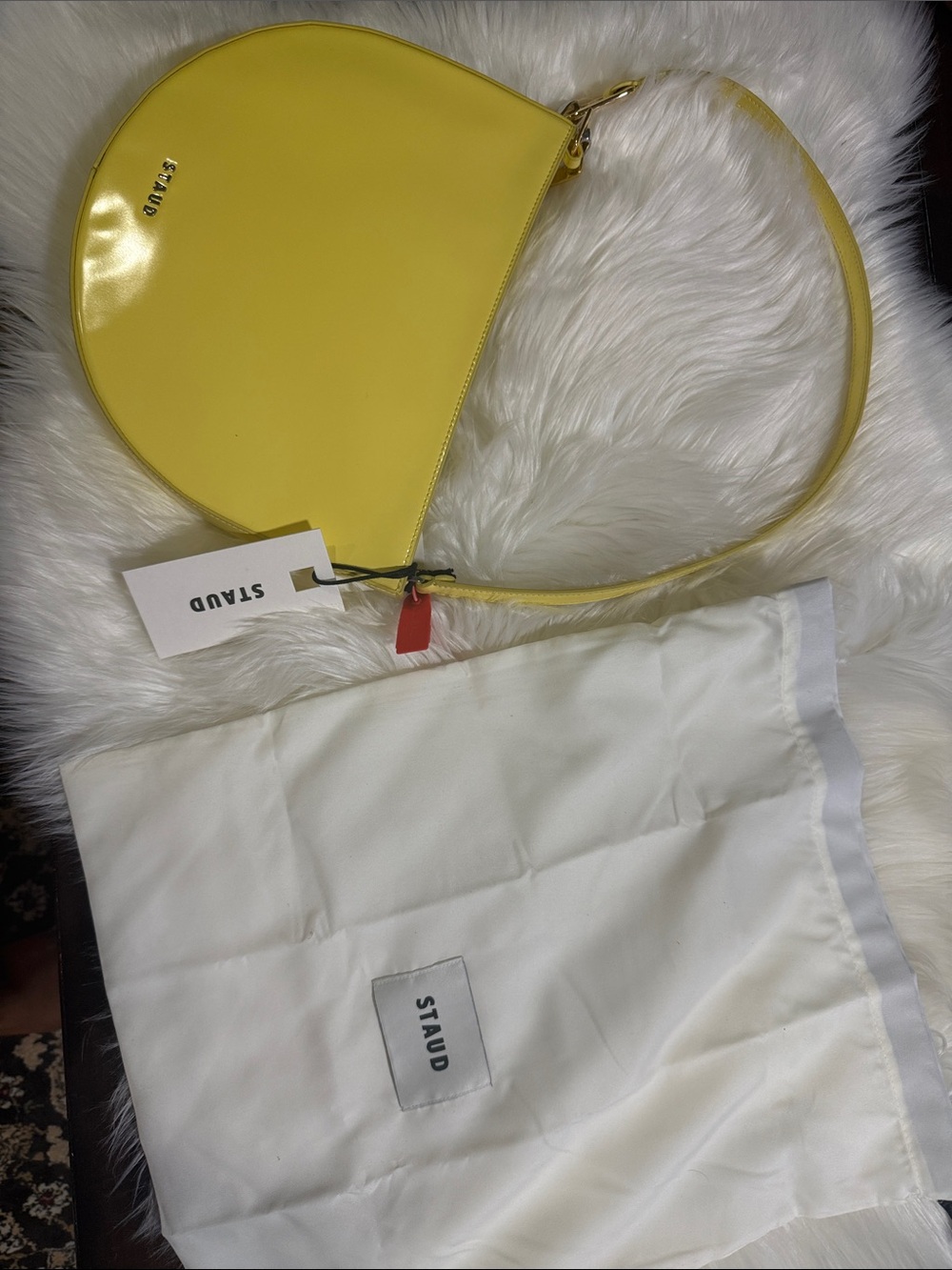 STAUD Yellow Crescent Shoulder Bag